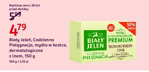 Mydło dermatologiczne premium tradycyjnie warzone z lnem Biały jeleń promocja w Rossmann