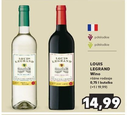 Wino białe półsłodkie LOUIS LEGRAND promocja