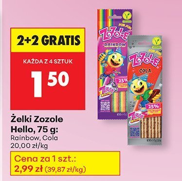 Żelki Zozole Hello 75g Rainbow, Cola promocja w Biedronka