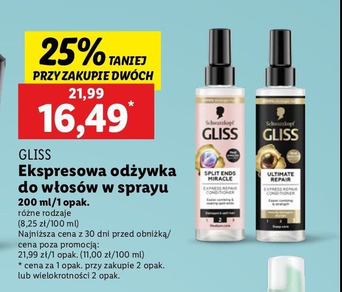 Odżywka ekspresowa do włosów Gliss kur hair repair split ends miracle promocja