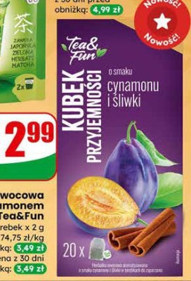 Herbatka owocowa śliwki z cynamonem  promocja w Dino