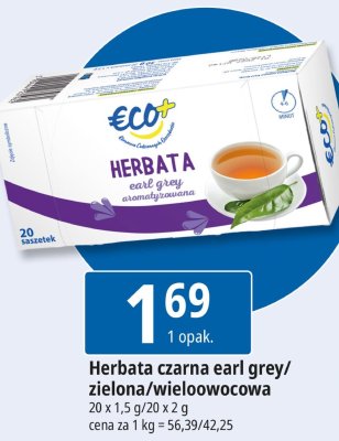 Herbata czarna earl grey/zielona/wieloowocowa ECO+ promocja w Leclerc
