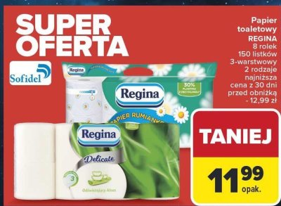 Papier toaletowy REGINA różne rodzaje promocja w Carrefour