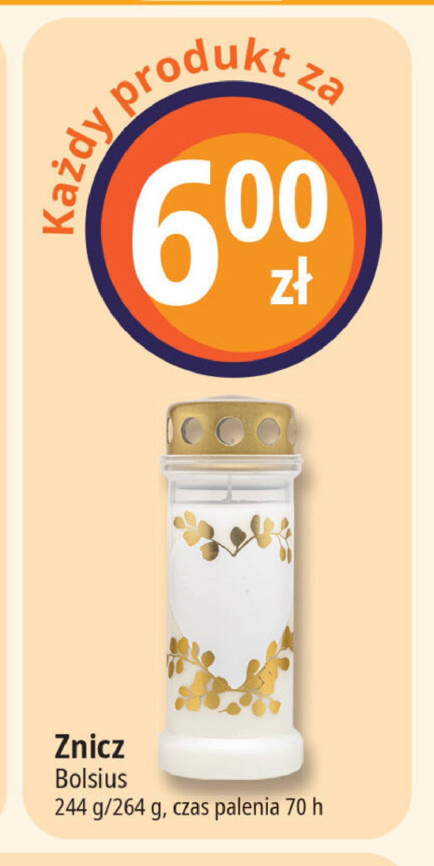 Znicz 70 h Bolsius promocja