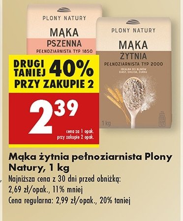 Mąka żytnia pełnoziarnista typ 2000 Plony natury promocja