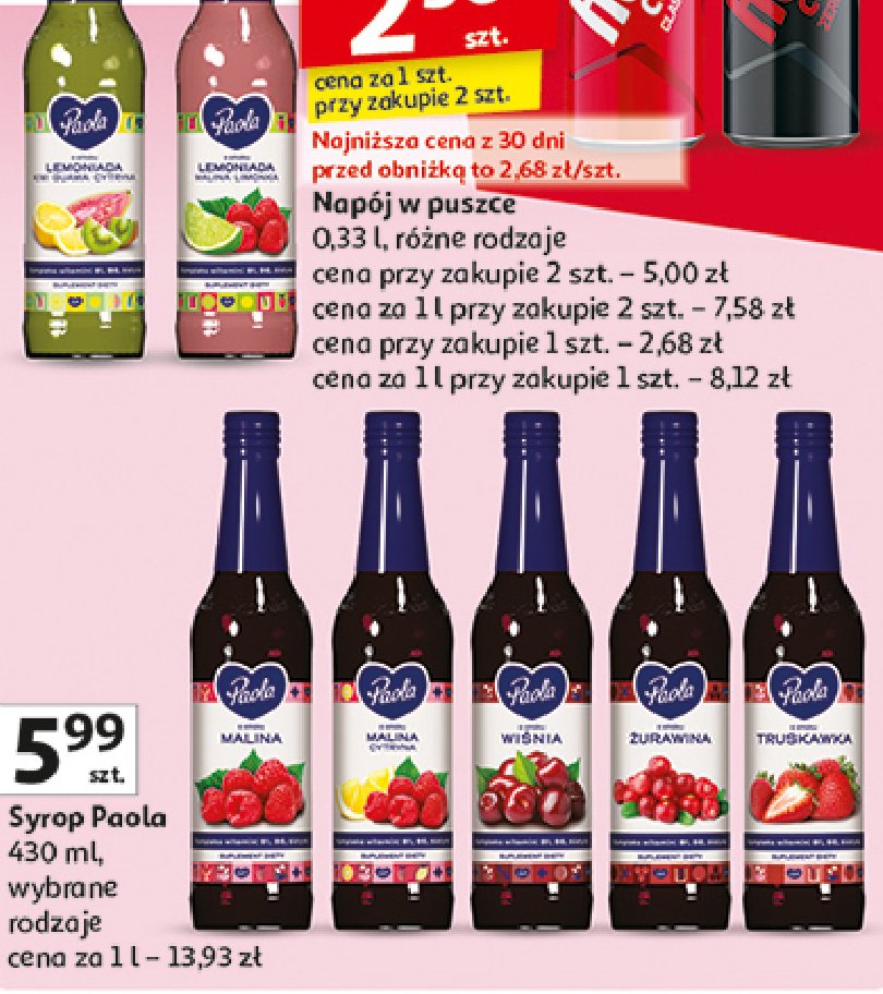 Syrop malinowy Paola promocja w Auchan