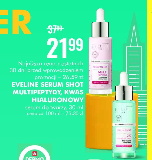Serum shot kwas hialuronowy 2% Eveline face therapy proffessional promocja