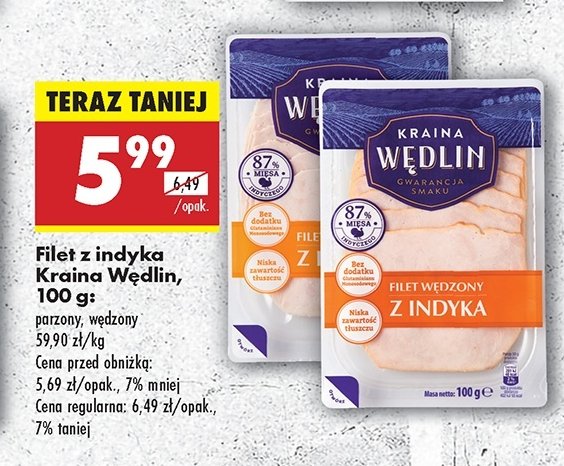 Filet wędzony z indyka Kraina wędlin promocja w Biedronka
