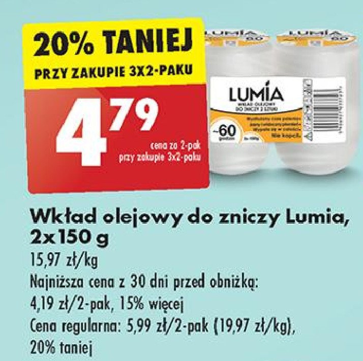 Wkład olejowy do zniczy Lumia promocja w Biedronka