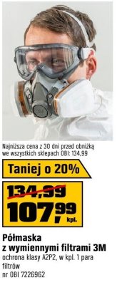 Półmaska z wymiennymi filtrami 3M promocja w OBI