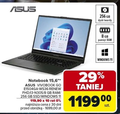 Notebook 15,6" VIVObook GO, 8 GB RAM, Windows 11 ASUS promocja w Carrefour