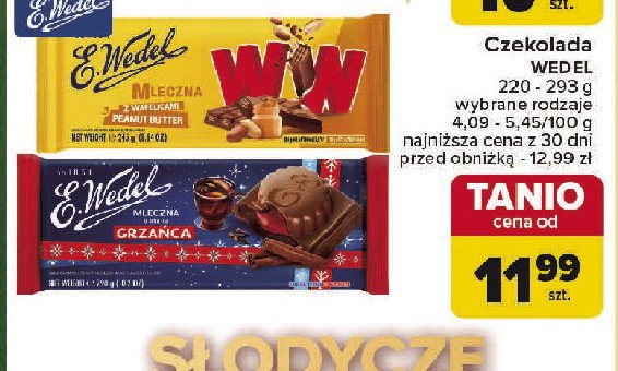 Czekolada mleczna grzaniec E. wedel promocja