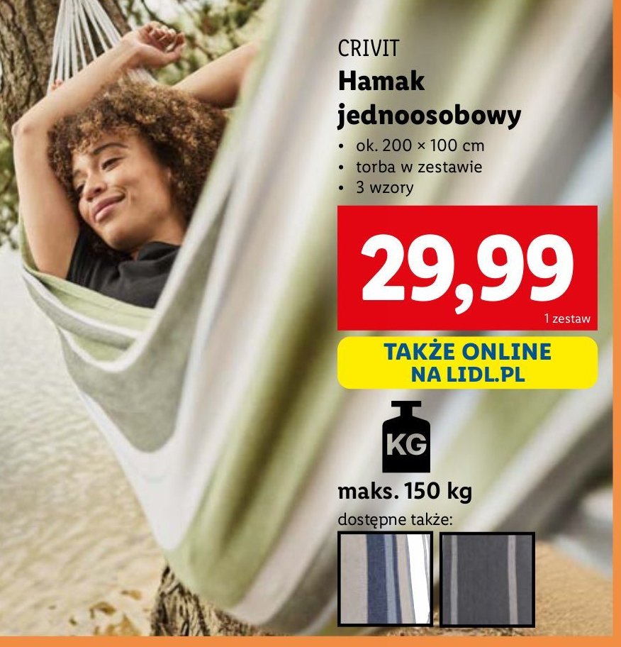 Hamak 200 x 100 cm Crivit promocja w Lidl