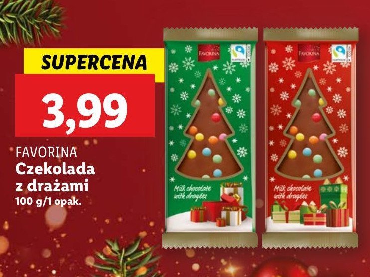 Czekolada z motywem świątecznym Favorina promocja