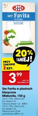 Ser Favita w plastrach klasyczny Mlekovita, 150 g promocja w Twój Market