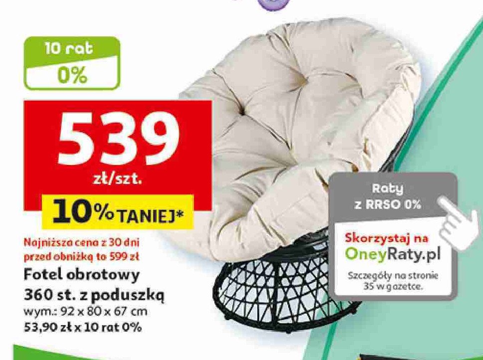 Fotel obrotowy z poduszką promocja w Auchan