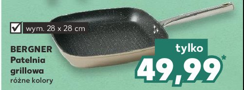 Patelnia grillowa 28 cm srebrna Bergner promocja