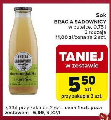 Sok BRACIA SADOWNICY w butelce różne rodzaje promocja w Carrefour Express