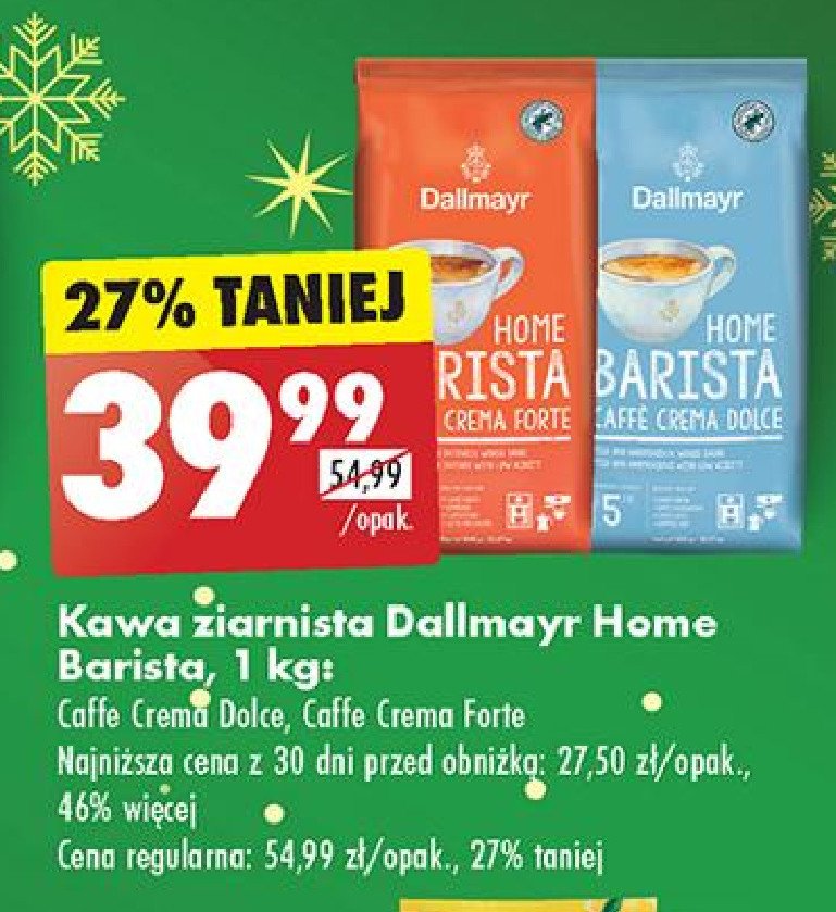 Kawa Dallmayr home barista caffe crema forte promocja w Biedronka