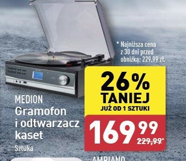 Gramofon i odtwarzacz kaset Medion promocja w Aldi