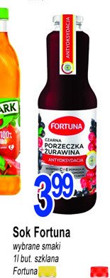 Napój czarna porzeczka żurawina Fortuna promocja