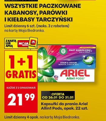 Kapsułki do prania Ariel Allin1 Pods opak. 22 szt. promocja w Biedronka