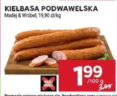 Kiełbasa podwawelska Madej & Wróbel promocja w Stokrotka