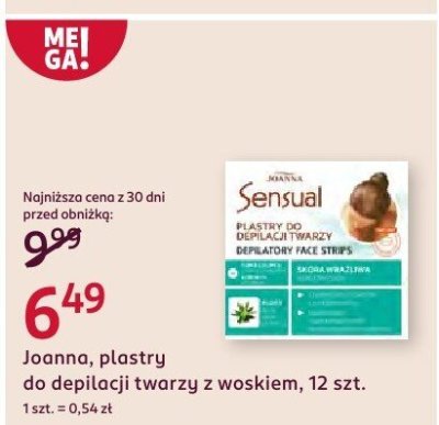 Plastry Joanna, do depilacji twarzy z woskiem, 12 szt. promocja w Rossmann