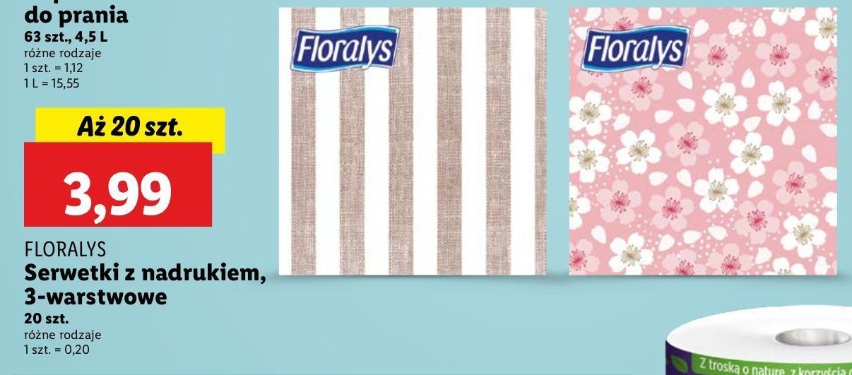 Serwetki w pasy 33 x 33 cm Floralys promocja