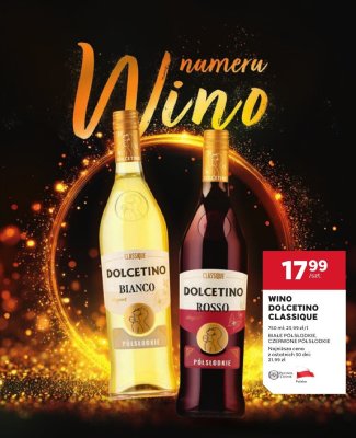 Wino Classique czerwone półsłodkie Dolcetino promocja w Stokrotka