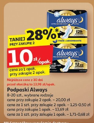 Podpaski Always promocja w Auchan