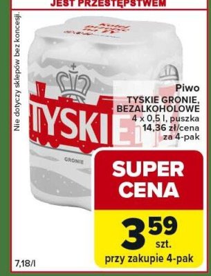 Piwo Tyskie Gronie bezalkoholowe promocja w Carrefour Express