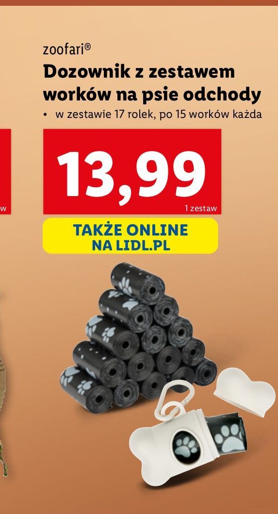 Dozownik z zestawem worków na psie odchody Zoofari promocja w Lidl