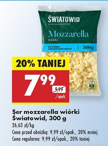 Ser mozzarella wiórki Światowid promocja w Biedronka
