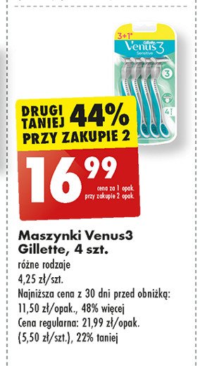 Maszynki do golenia Gillette venus 3 sensitive promocja