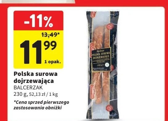 Kiełbasa polska surowa długodojrzewająca Balcerzak promocja