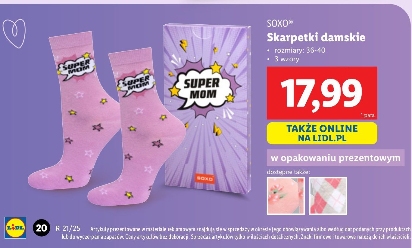 Skarpetki damskie wzorzyste Soxo promocja w Lidl