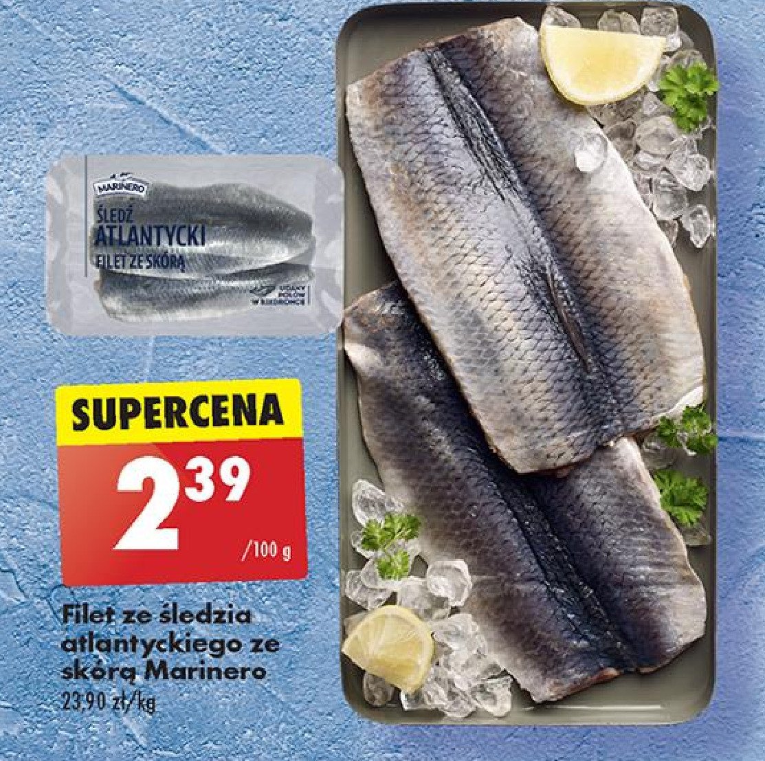 Śledź atlantycki filet ze skórą Marinero promocja w Biedronka