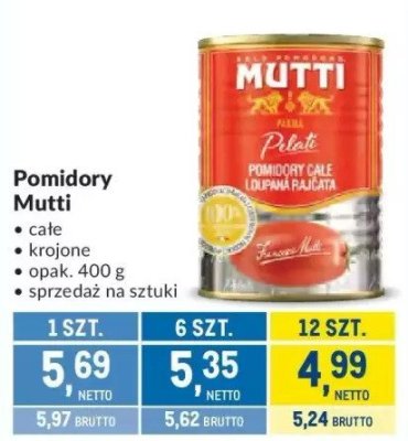 Pomidory Mutti całe krojone promocja w Makro