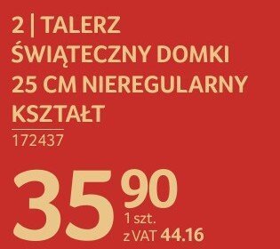 Talerz świąteczny Domki 25 cm nieregularny kształt promocja w Selgros