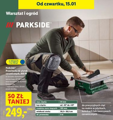 Przecinarka do płytek ceramicznych Parkside, 800 W promocja w Lidl