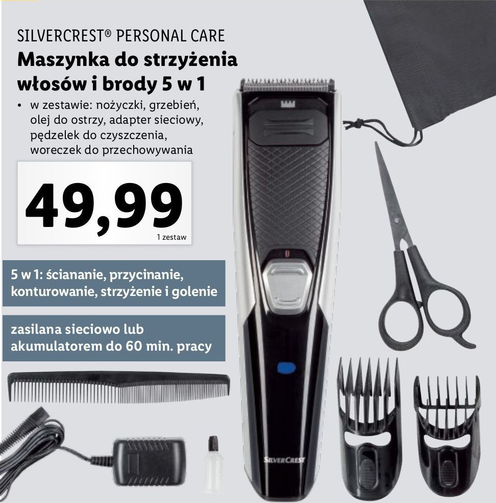 Maszynka do strzyżenia włosów i brody 5w1 Silvercrest promocja