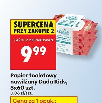 Papier toaletowy nawilżany Dada Kids, 3x60 szt. promocja w Biedronka