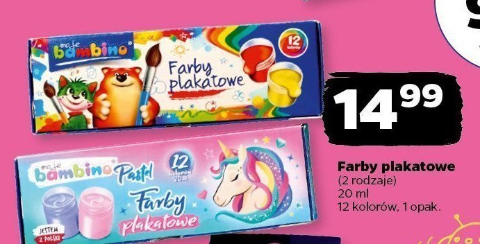 Farby plakatowe pastelowe Moje bambino promocja