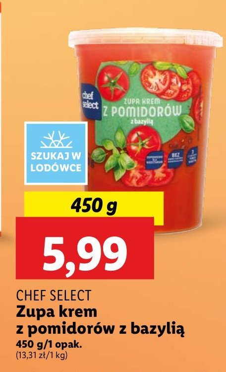 Zupa krem z pomidorów i bazylią Chef Select (Lidl) promocja