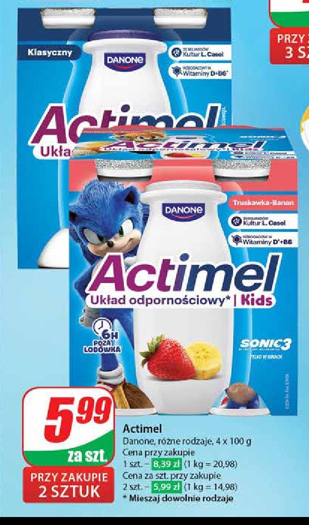 Jogurt classic Danone actimel promocja w Dino