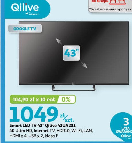 Telewizor 43'' 43ua231 Qilive promocja