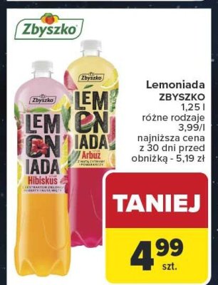 Lemoniada Zbyszko 1,25 l promocja w Carrefour