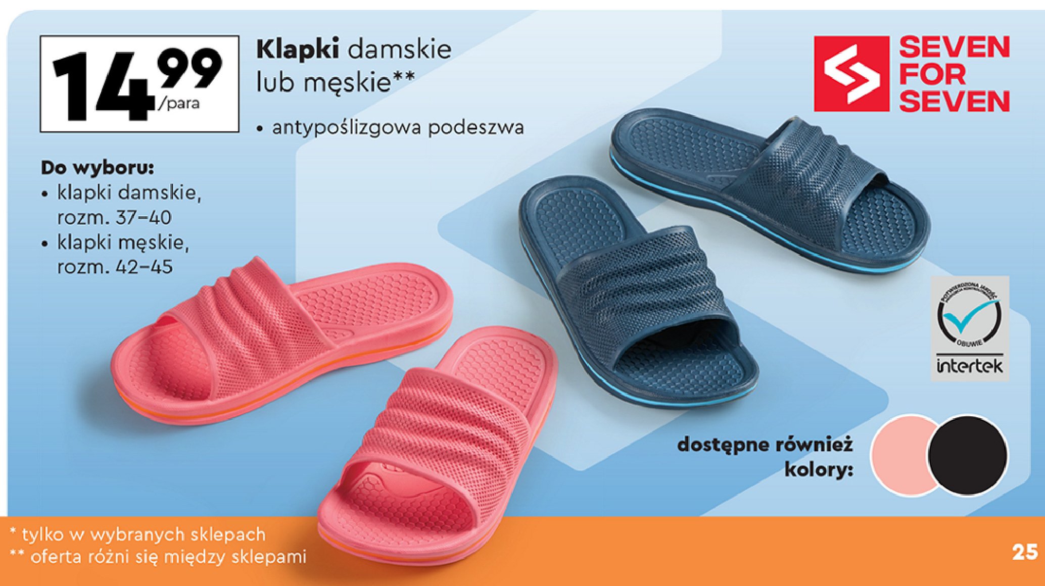 Klapki męskie 42-45 Seven for 7 promocja w Biedronka