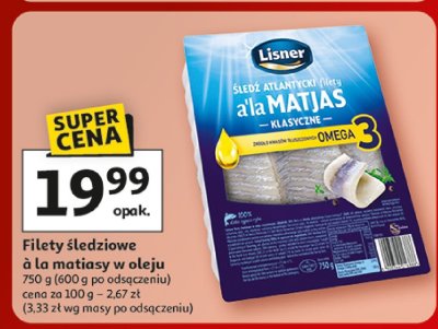 Filety śledziowe a la matiasy w oleju, Lisner, 750 g promocja w Auchan